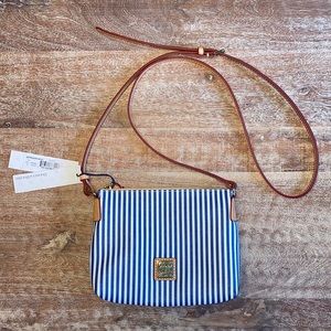 NWT Dooney and Bourke Navy Striped Crossbody Pouchette